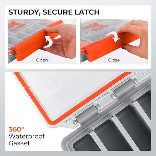 KastKing HyperSeal Waterproof Tackle Box, Waterproof 3600 and 3700 Tackle Trays, Fishing Tackle Box Organizer with Removable Dividers, Lure Box and Terminal Tackle Storage - size: 3600 (1 Pack) & 3700 (1 Pack)
