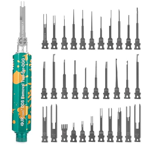 JRready JRDDS Pin Extractor Tool with 33Pcs Replacement Tips Electrical Terminal Release Tool Compatible with Deutsch AMP/TE Molex Delphi JST Harting Connectors Pin Extractor - size: 1PC Extractor Handle with 33PCS Replacement Tips