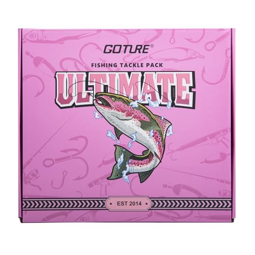 Goture Pink Fishing Kit, Fishing Lures with Tackle Box and Fishing Tool Kit Set for Women, Include Fish plier, Braid Scissors, Fishing Gripper with Gift box - color: Gift Boxed, size: Pink Tools Set + Lure Kit (NO CR-Gloves)