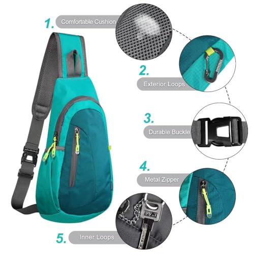 TITECOUGO Small Sling Bag, Lightweight Crossbody Backpack for Men Women, Shoulder Bag for Sports and Outdoor - color: Dark Green