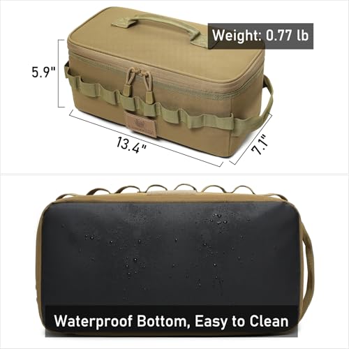 Tactical Camping Storage Bag 9L Tactical Utility Tote Bag Camping Cookware Organizer Trunk Organizer - color: Khaki
