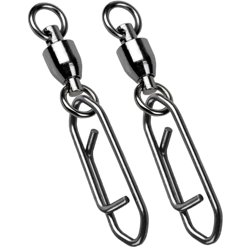 AMYSPORTS High Strength Snap Swivels Stainless Bearing Rolling Fishing Swivel Freshwater Snap Swivels Fishing Clip Steel Black Nickel - size: Size 5+L (133lb) 25 pcs