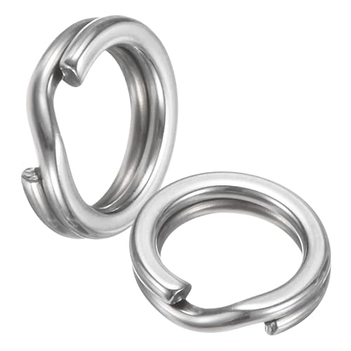 Split Rings Fishing [] - Stainless Steel Flattened Terminal Tackle Connector Lure Snap Split Ring Use for Freshwater Saltwater Loop -Tackle Hook Line Connector - size: 6# 37kg