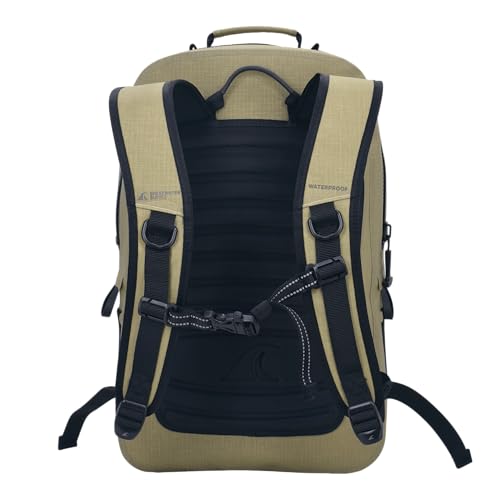 Breakwater Supply™ Fogland CORDURA Waterproof IP68 Submersible Backpack | Laptop Sleeve & Airtight Zippers for Outdoors, Travel, Hiking, Fishing, Floating Dry Bag, Unisex, TPU (Safari Tan, 25L) - color: Cordura Safari Tan, size: 25L