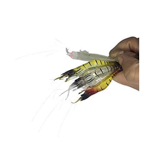 Artificial Silicone Soft Bait Set, Luminous Shrimp Fishing Lure with Hook Fishing Tackle, Freshwater/Saltwater - color: 4 Pcs
