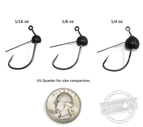 Harmony Fishing - Tungsten Weedless Wacky Jigheads (5 Pack, Black) [Finesse jig Heads for Wacky Worms/senkos] - size: 1/16 oz (5 Pack)