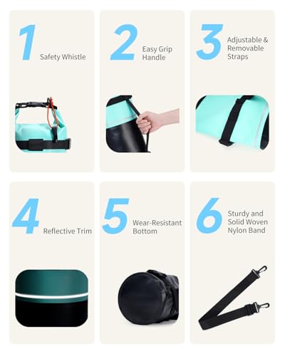 ECOHUB Waterproof Dry Bag for Women Men, 5L/10L/20L Roll Top Lightweight Dry Storage Bag Backpack for Travel Kayaking Hiking Floating with Waterproof Phone Case,Green - color: Green, size: 20L