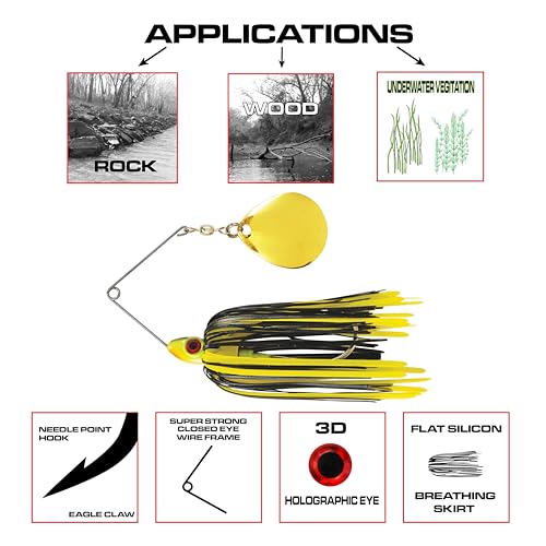 Redman Spinner Bait by Jimmy Houston, 3/8 Ounce Colorado Spinnerbait - color: Black/Yellow