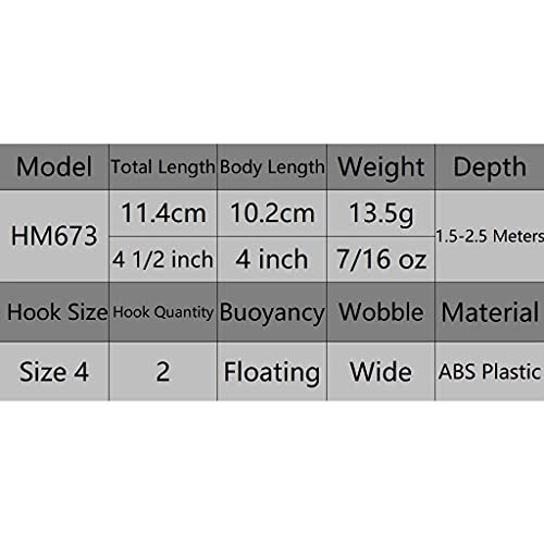Minnow Crankbait for Bass Fishing Bass Lure Jerkbait Fishing Lures and Tackle Box - color: HM673KB