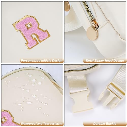 Uygafly Birthday Gifts for 4 5 6 7 8 9 10 11 12 13 Year Old Girl,Gift for Teen Girls Kids Toddler,Personalized Initial Fanny Pack Purse Crossbody Bag Belt Bag Cute Trendy Stuff | Cream,R - color: Cream, style: R