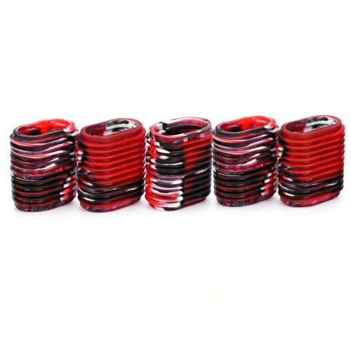 HERCHR Fishing Reel Grip, 5 pcs Non-Slip Rubber Universal Casting Spinning Fishing Rod Sleeve Baitcaster Knob Covers Fishing Reel Handle Grip - color: Red