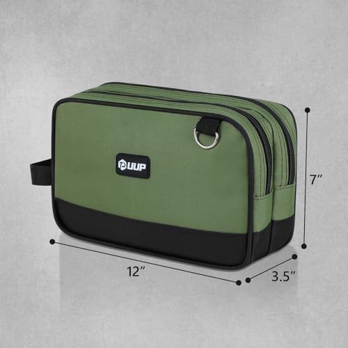 UUP 12 Inch Small Tool Bag, Zipper Tool Pouch Two Compartments Heavy Duty, Utility ToolBag with Carrying Handle D-Rings, Tools Storage Organizer for Electrician Mechanic, Gift for Men Dad,Green - color: Green 1Pack, size: 12" x 7"