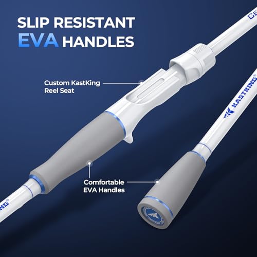 KastKing Centron Lite Travel Fishing Rods, Portable 4/5 Piece Spinning & Casting Rods, Extra Twin-Tip, IM6 Graphite Blanks, Stainless Steel Guides W/Ceramic Rings, Split or Full Rear EVA Handle - size: 6'6"- M- MF(4 Pcs+ Extra Tip), style: Casting
