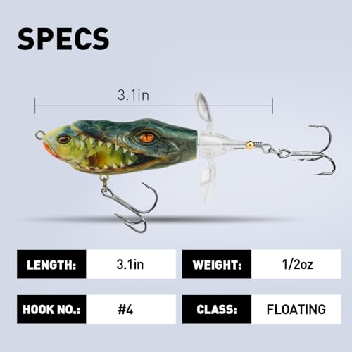 Handing Topwater Fishing Lure 3 Pieces Bass Fishing Lure with Mustad Hook, Lifelike Swimbait for Pike Catfish, for Anglers, 1/2oz, 3/4oz and 1oz - color: A1-3.1in 1/2oz