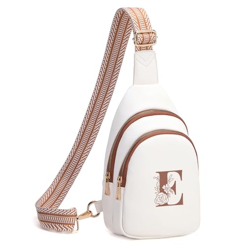 Viverte Crossbody Bags for Women Initial Sling Bag Cross Body Fanny Packs Personalized Gifts for Mom Women Wife - color: Beige with Brown, style: E