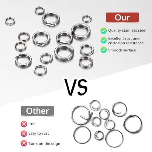 Split Rings Fishing [] - Stainless Steel Flattened Terminal Tackle Connector Lure Snap Split Ring Use for Freshwater Saltwater Loop - [] Tackle Hook Line Connector - size: 4# 28kg