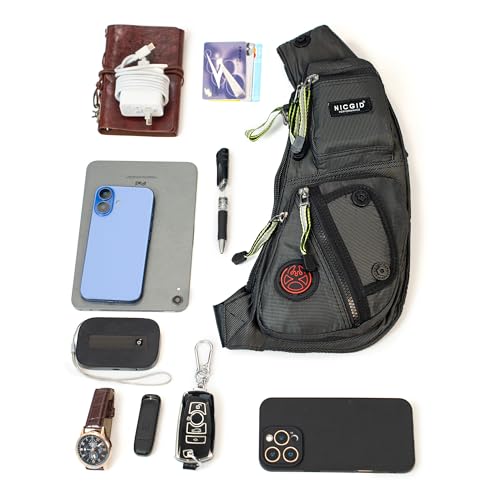 NICGID Sling Bag Chest Shoulder Backpack Crossbody Bags Casual Daypack for Men Women - color: Black
