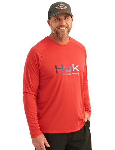 HUK Men's Pursuit Vented Long Sleeve Fishing Shirt (+30 UPF) - color: Channel Marker, size: Small