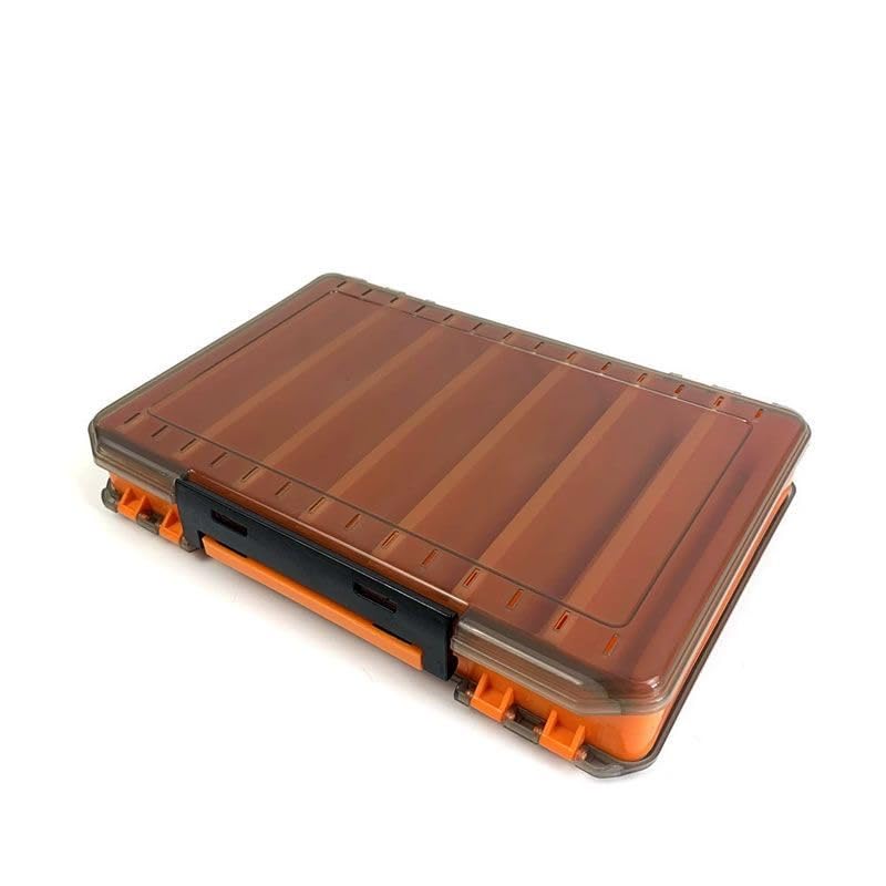 4 Packs- Double Sided Fishing Lure Boxes - 14 Compartment Large Lure Storage Box for Crankbait Squid Jig Fishing Tackle Organizer - color: Orange and Green