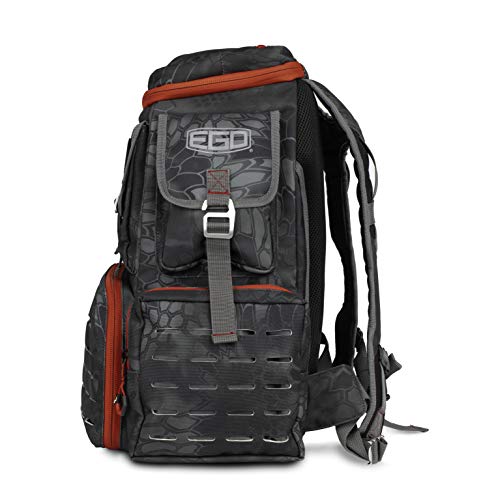 Ego Kryptek Tactical Tackle Box Backpack, Durable Fishing Tool Bag, 1000D Nylon Fabric with PVC Back, Water-Resistant, Multiple Storage Pockets, Laser-Cut Molle Loops, Includes 4 Tackle Trays - color: Typhon, size: Backpack - Regular