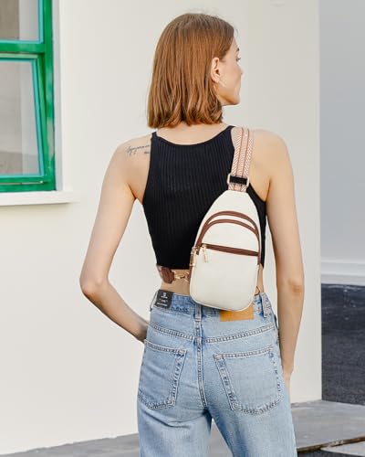 Telena Sling Bag for Women Crossbody Bags Purse for Women Vegan Leather Fanny Pack with Adjustable Strap - color: 0-beige Brown