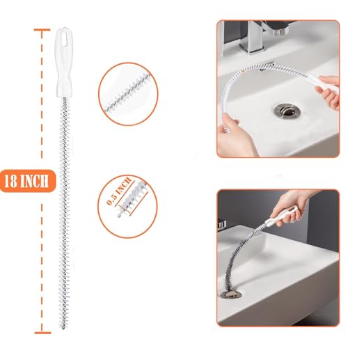 Drain Snake，Plumbing Drain Clog Remover, Gutter Cleaning Tools for Toilet Shower Kitchen Bathroom Tub, Clogged Drains Opener Cleaning Tool, Flexible Grabber Claw Pick Up Reacher (61 IN)