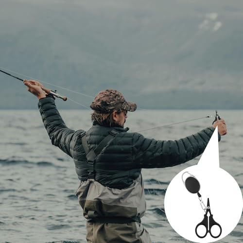 2 PCS Fishing Scissors with Retractable Buckles, Fishing Line Cutter for Braided Line, Cutter Stainless Steel with Teflon Coated Fishing, Fishing Accessories Tools for Saltwater Freshwater
