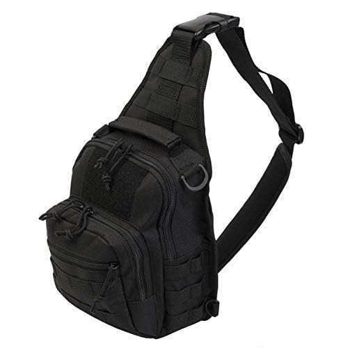 DEPARTED Tactical Sling Pack Military Rover Shoulder Daypack Outdoor Chest Pack Shoulder Backpack for Fly Fishing Camping Hiking Trekking Bag for Men and Women - color: Black