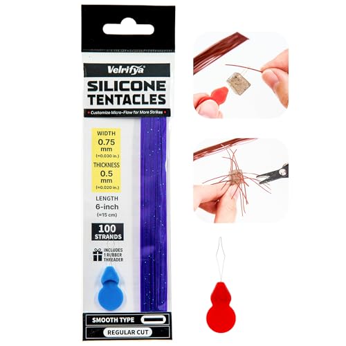 Silicone Skirt Tabs & Tentacle Strands Set for Dice Lure Builds, Japanese-Style Rubber Legs DIY Kit for Soft Baits, with Threader Tool, Fishing Lure Material for Jig Skirts - color: 05 - June Bug, size: Smooth Type