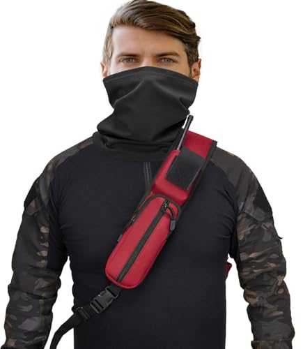 Tactical Sling Crossbody Bag Holster Shoulder Backpack 15L Water Bottle Holder Radio Pouch 6 Elastic Slots for Men Women Hiking Hunting Shooting - color: Red