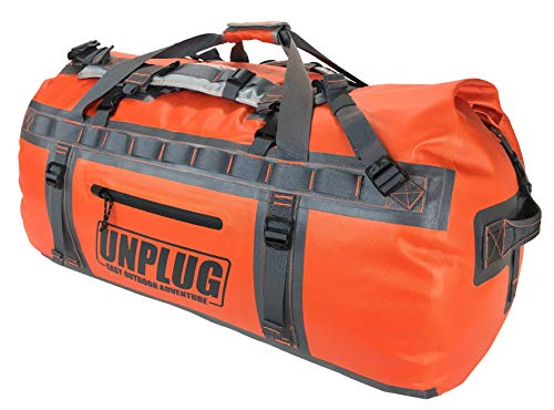 UNPLUG Ultimate Adventure | 1680D Heavy Duty Waterproof Bag | Large Travel Bag which can be Used for Camping, Motorcycling, Boating, or Hunting|110L Adventure Orange - color: Adventure Orange, size: 110L