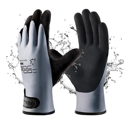COOLJOB Thermal Warm Winter Work Gloves with Grip, Rubber Coated Touchscreen Waterproof Freezer Gloves for Warehouse, 1 Pair - color: Dark Gray, size: Small