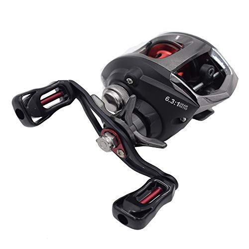 Diwa Baitcasting Fishing Reels Saltwater Freshwater Spincasting Reels Carbon Fiber Drag 18 LBS 12 + 1 Shielded Stainless Steel Ball Bearings Baitcasters Spool Sport Baitcast Reel - style: Left