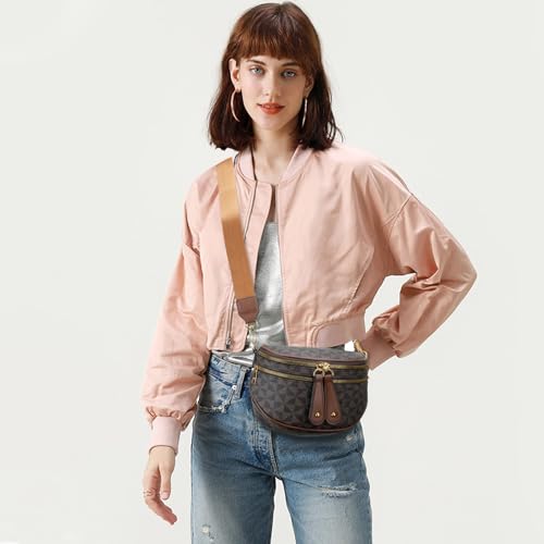 KKXIU Crossbody Sling Bag for Women Trendy Fanny Pack Vegan Leather Chest Bag | Trendy - color: 1-brown