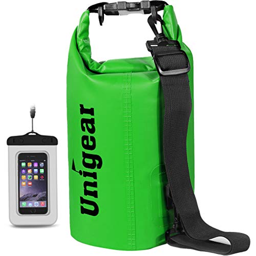 Unigear Dry Bag Waterproof, 2L/5L/10L/20L/30L/40L Floating and Lightweight Bags for Kayaking, Boating, Fishing, Swimming and Camping with Waterproof Phone Case - color: Green, size: 30L