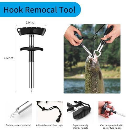 Fishing Tool Kit - 112pcs Fishing Gear & Equipment, Fish Pliers, Hook Remover, Scale, Scissors, Lip Gripper, Lures - color: Blue