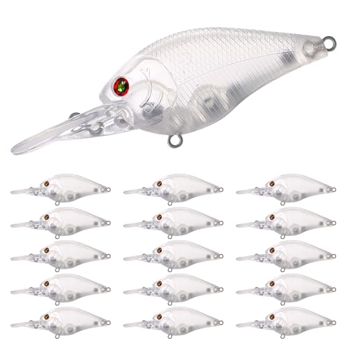 20pcs/25pcs Fishing Blanks Lures Kit Fishing Topwater Unpainted Swimbait Unpainted Crankbaits Hard Baits DIY Lure for Bass Salmon Trout Saltwater and Freshwater - color: 25PCS 3.53″/0.38oz