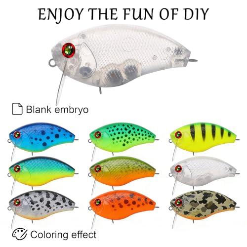 20pcs/25pcs Fishing Blanks Lures Kit Fishing Topwater Unpainted Swimbait Unpainted Crankbaits Hard Baits DIY Lure for Bass Salmon Trout Saltwater and Freshwater - color: 20PCS 2.68″/0.47oz
