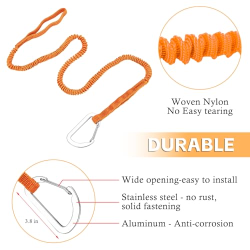 1/2/4 Pack Kayak Paddle Board Tether Leash Stretchable Strap Lanyard Rope, 3.3-7 Feet with Carabiner for SUP Kayaking Boating Canoeing Fishing Pole Rod or Other Gear - color: Orange, size: 4pcs(3.3-7ft)