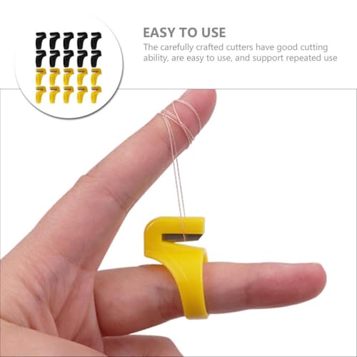 Uonlytech 20Pcs Sewing Thread Cutter Rings Finger Ring Thread Cutting Tool Lightweight Plastic Yarn Cutters for Hand Sewing Embroidery Fishing Line