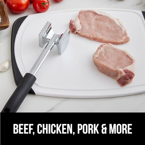 GORILLA GRIP BPA-Free Patented Dual-Sided Meat Tenderizer Tool, Soft Comfortable Handle with Hanging Hole, Heavy Duty Kitchen Mallet for Steak Beef Fish, Chicken Cutlet Pounder, Dishwasher Safe, Black - color: Black