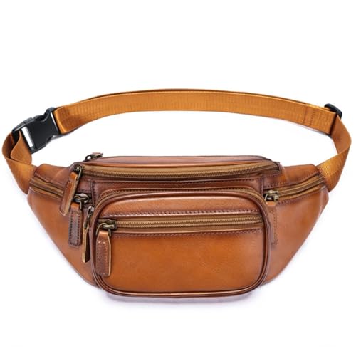 NIUCUNZHGenuine Leather Fanny Pack Men Women Small Multi-Pockets sling Waist Bag For Travel Sports Hiking Cycling Fishing Running - color: 8879-browncoffee, size: Small
