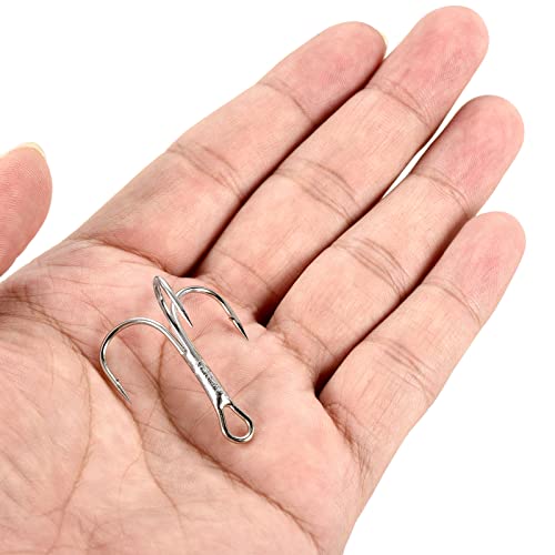 PATIKIL Treble Fish Hooks, Carbon Steel Sharp Round Bend Hook Triple Barbed Hook for Freshwater Saltwater - color: White, size: 32mm/1.26"