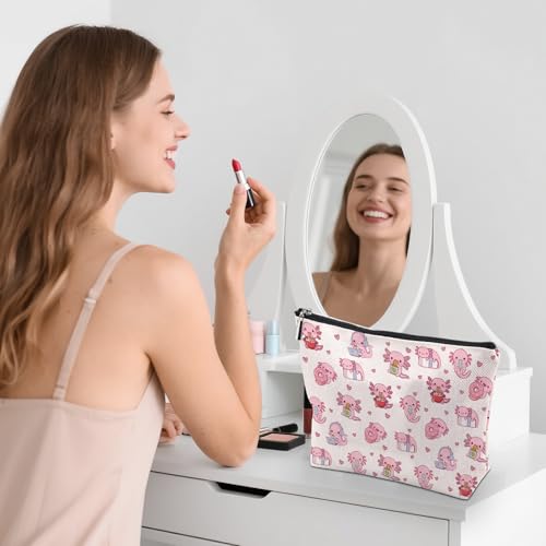 Axolotl Makeup Bag, Axolotl Gifts For Women, Axolotls Makeup Pouch, Axolotls Travel Toiletry Bag With Zipper, Birthday Anniversary Christmas Gifts For Mom Sister, Travel Toiletry Bag - color: Axolotl