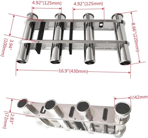 4 Tube Fishing Rod Holder & Boat Organizer Rod Rack Stainless Steel Fishing Rod Bracket Tube-linked Fishing Accessories
