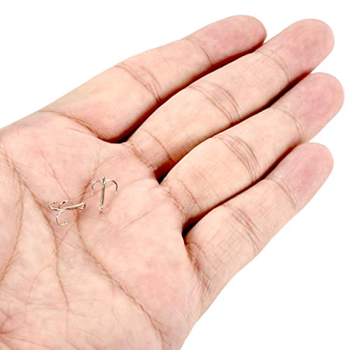 PATIKIL Treble Fish Hooks, Carbon Steel Sharp Round Bend Hook Triple Barbed Hook for Freshwater Saltwater - color: White, size: 9mm/0.35"