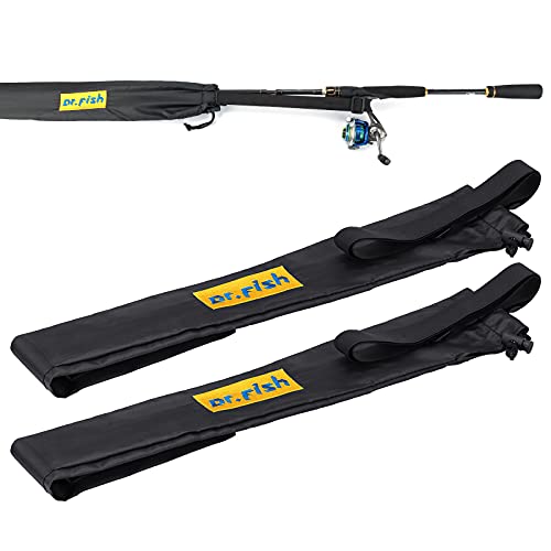 Dr.Fish Fishing Rod Socks Fishing Pole Sleeves Rod Protector Tangle-Free Lightweight Nylon Adjustable Rod Cover Protector for Spinning Rod Baitcasting Rod Surf Rod Fishing Rod Tube Case - color: Fits 6'6" to 7'10", size: 6 Rod Socks