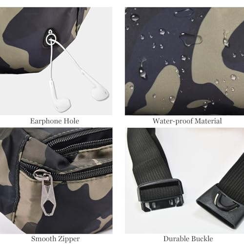 Fanny Pack for Women Men,Crossbody Fanny Pack Water Resistant Sports Waist Bag Pack, Belt Bag for Travel Hiking Running - color: 1pack-camobeige