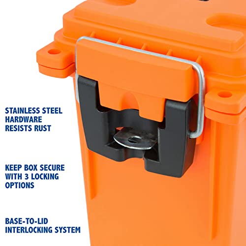 Sheffield 12680 Marine Storage Box, Dry Box Made in USA, Water Resistant Container for Boat and Dock Gear, Small Parts Organizer with Latch, Stackable - color: Orange, size: 11.25" L x 5" W x 7.25" H