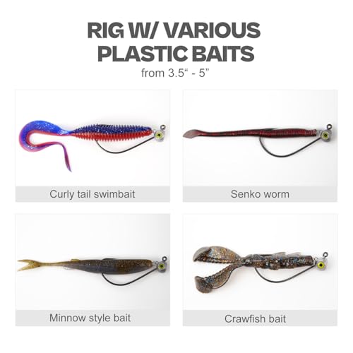 Shaky Head Jigs, Fisheye Stand-up Style Weedless Fishing Jig Heads for Bass (15-Pack) 1/8 3/16 1/4 5/16oz - color: Raw, size: 1/4oz